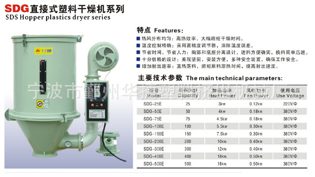 Direct plastic dryer SDG-150E Direct plastic dryer