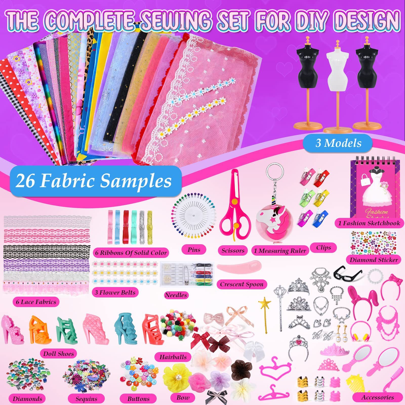 500 PCS thời trang cho bộ đồ may đồ trẻ em, búp bê và phù hợp với nghệ thuật nữ.