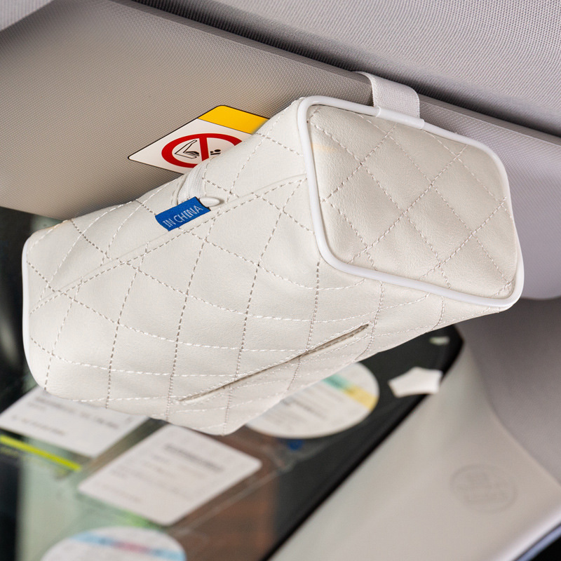 Car-mounted paper towel box, car supplies creative leather paper towel pack with paper drawers