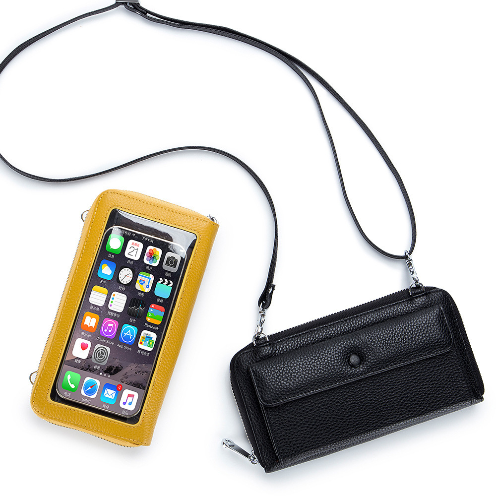 A new touch-screen cell phone bag for a girl with a multi-purpose slashy purse.