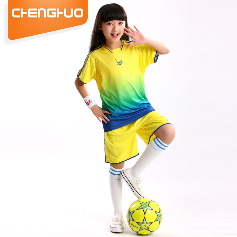 Summer shorts for boys and girls in a sports suit with soccer feathers and pongs