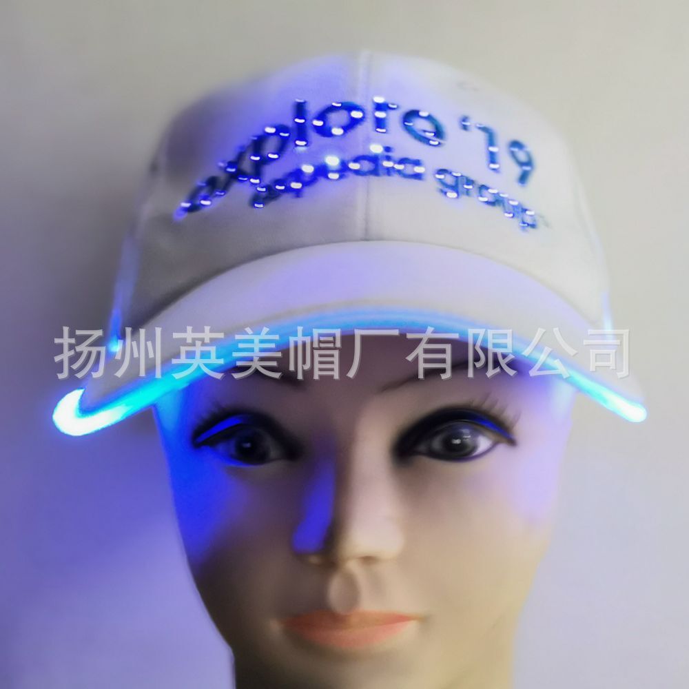 White hat, adult baseball cap, LED cap.