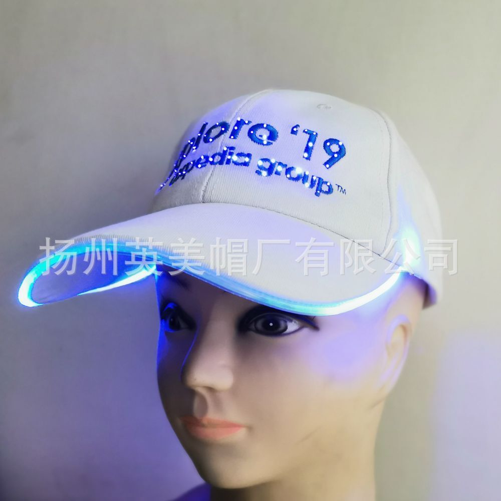 White hat, adult baseball cap, LED cap.