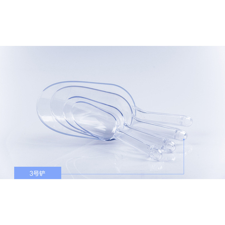 Merchandise -- những cái xẻng băng trong suốt, những cái xẻng nước sốt bằng nhựa, hàng lô 3 với những máy xay nhựa dày.