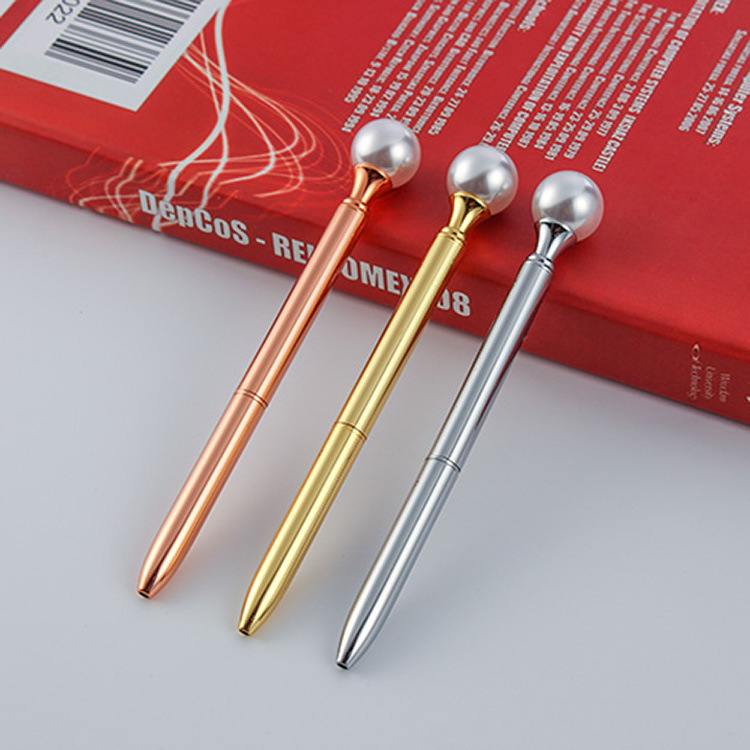 Metal pearl pens, simple creative business office atom pens, advertising for gift pens.