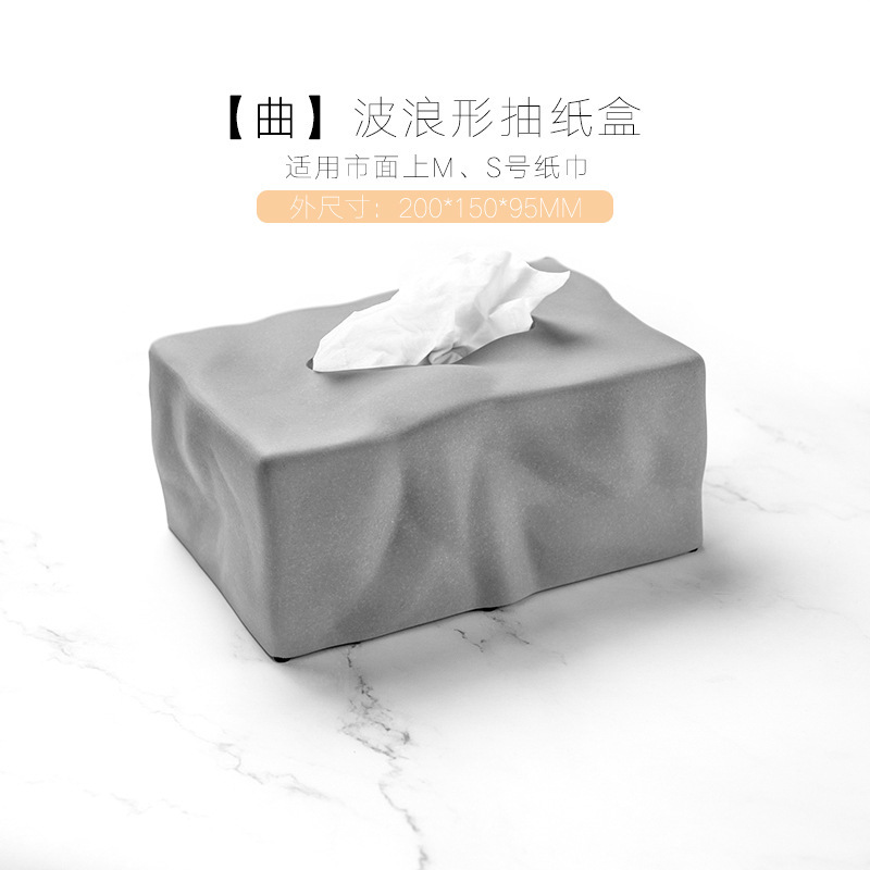 The other side of the Nordic decorated paper towel box creative cement paperbox hotel home-room restroom ins.