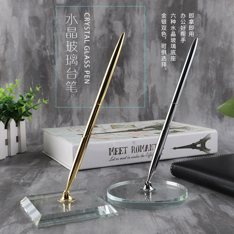 Creative metal pens, hotel bank front desk crystal pen pens, conference office signature pens.