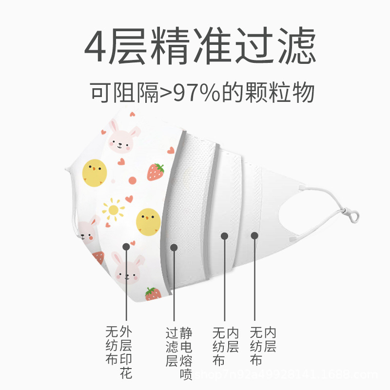 夏季兒童一次性口罩 卡通新款透氣輕薄3D立體印花兒童一次性口罩