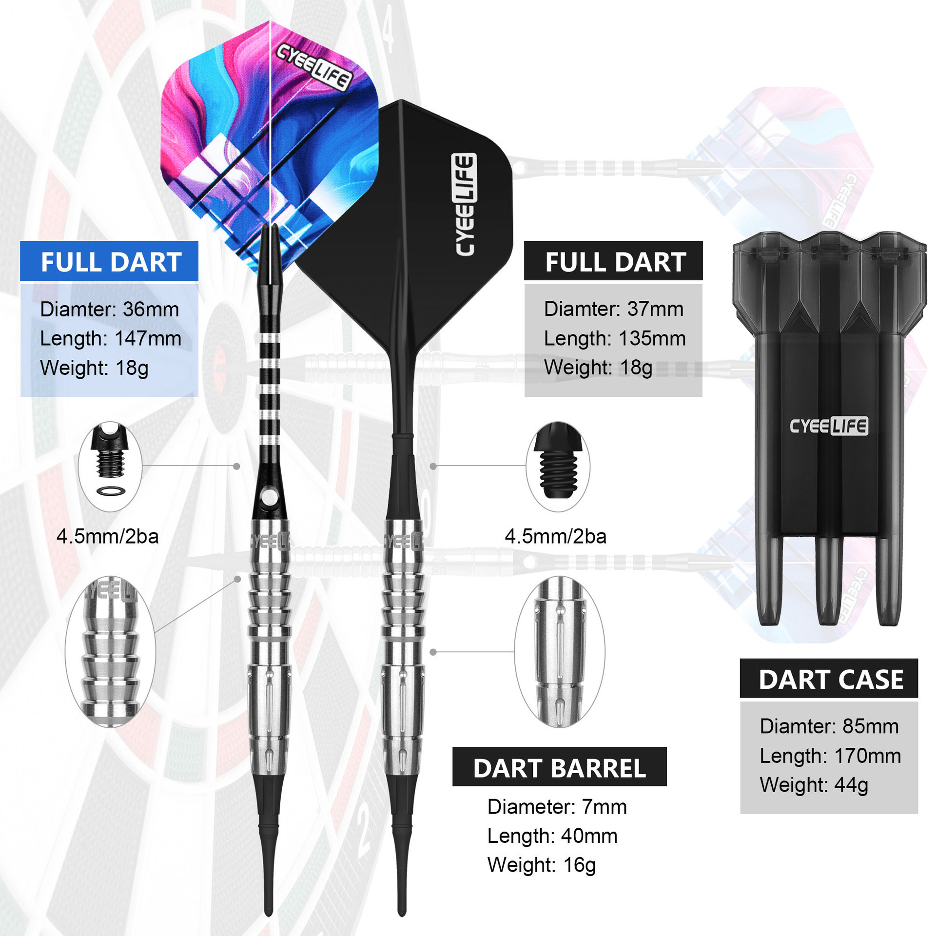 16g 90% 2BA soft electronic tungsten steel darts suit with aluminium poles for darts