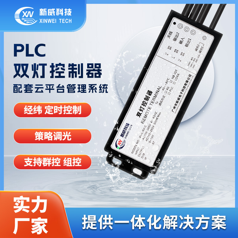 廠家智慧城市路燈雙燈調光控制器220V2路輸出系統平臺4G/LORA/PLC