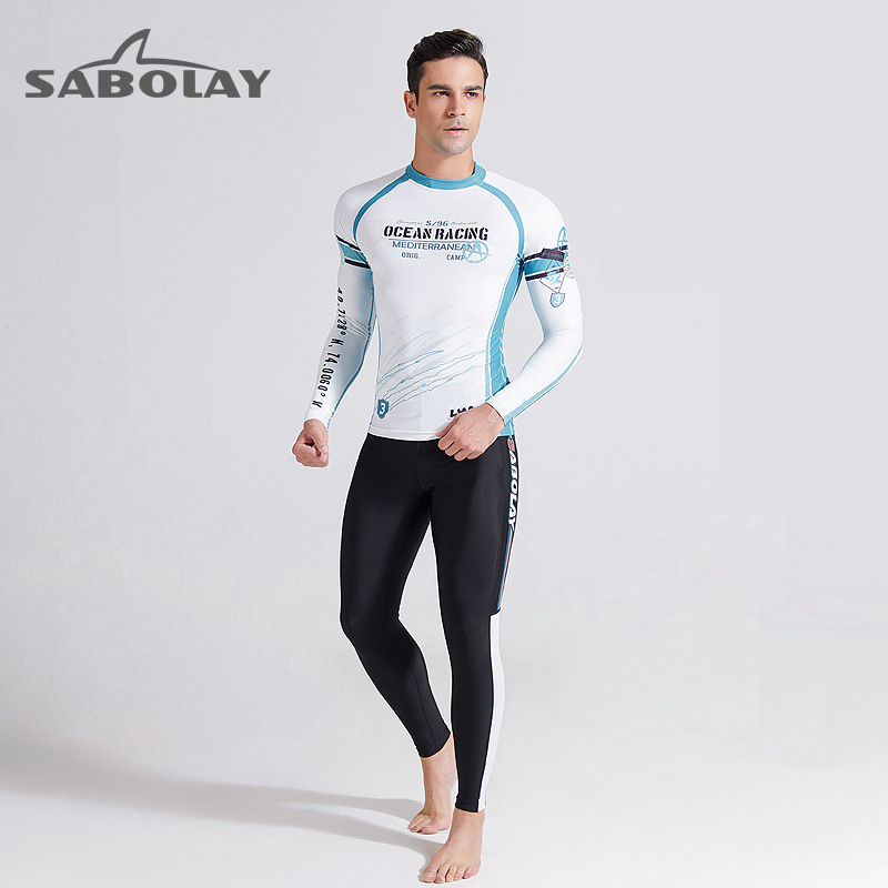 Customize cross-border long-sleeve swimsuits for men in UPF50+ dry dive suit large-code surf spring male swimsuits