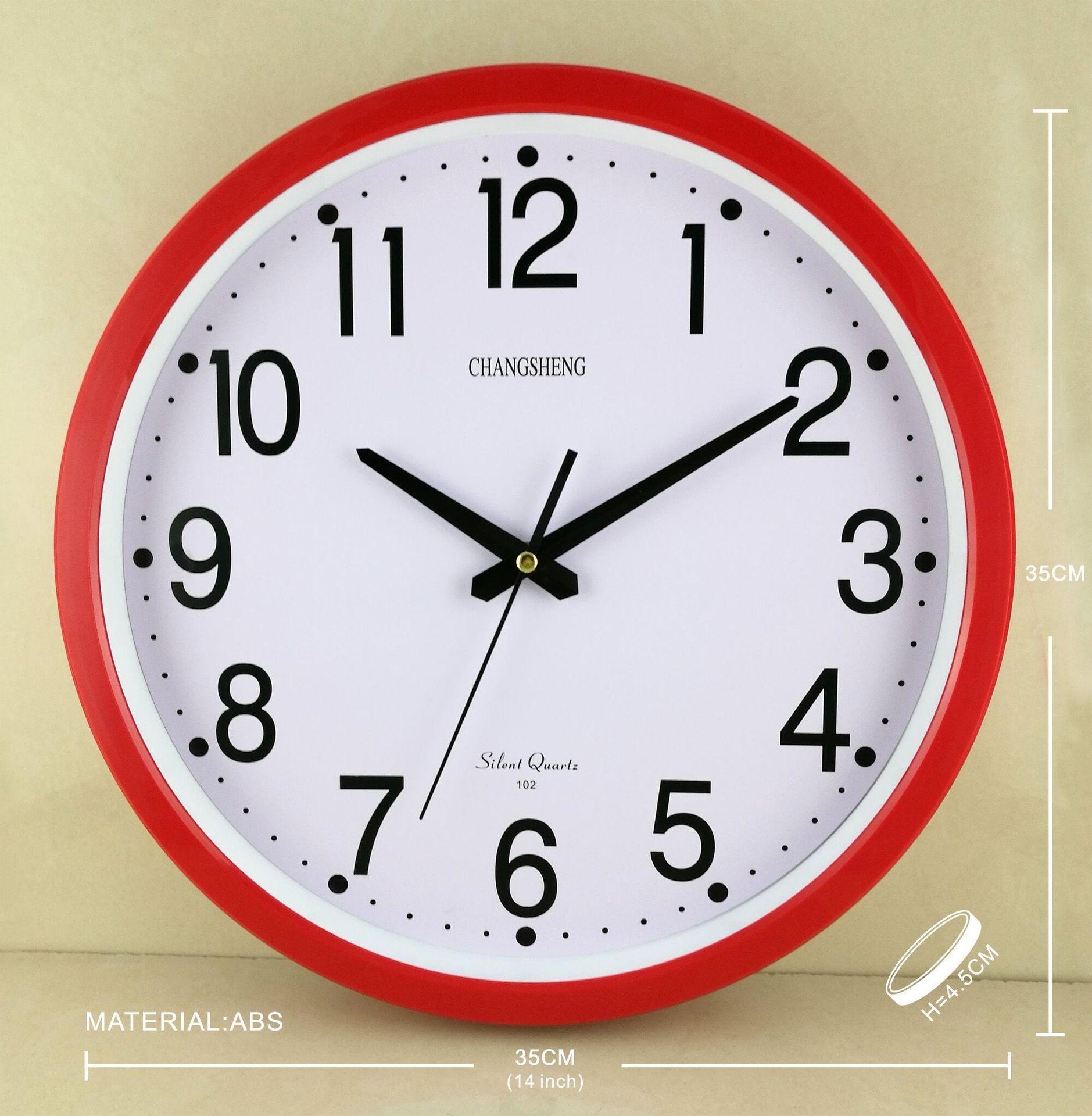 14-inch Stone-ring ABS plastic clock, wall clock in the living room.