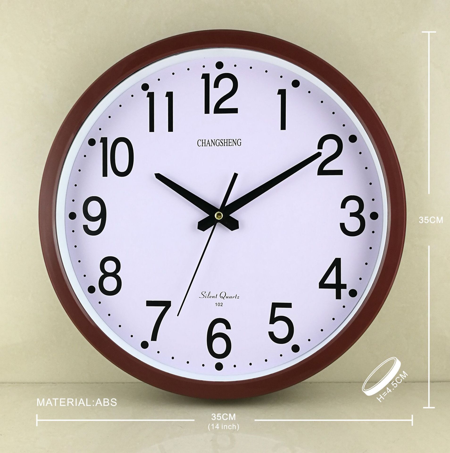 14-inch Stone-ring ABS plastic clock, wall clock in the living room.