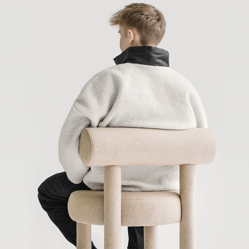 The Danish designer's creamy make-up chair for a girl in the bedroom dresser chair with a make-up seat on her back.