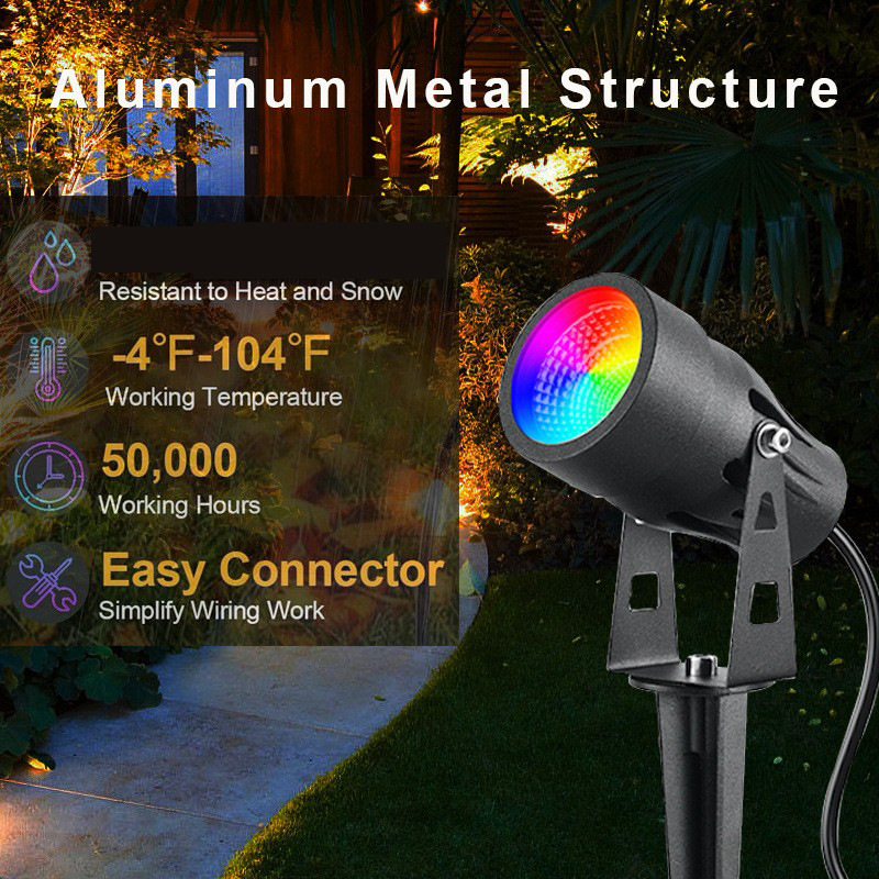 Outdoor low-pressure variable RGBW Landscape Lamp RF remote-controlled luminous courtyard view and tree-plugs projecting lawn lamps