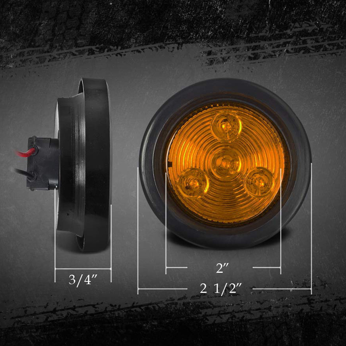 Ten bright red light pairs of 2-inch 4-LED car light