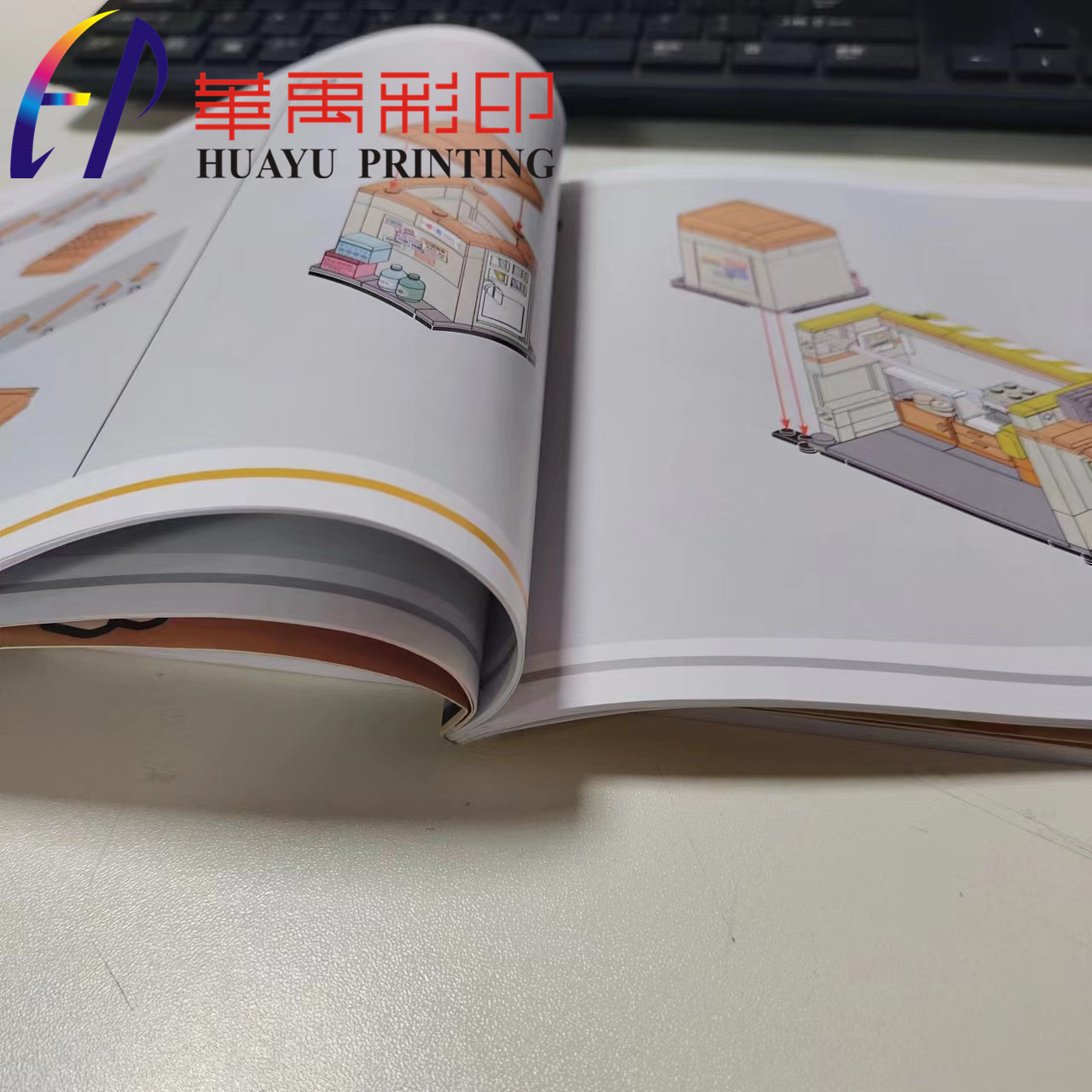 Digital printing of a poster book for the design and production of a product leaflet for the colour printing plant