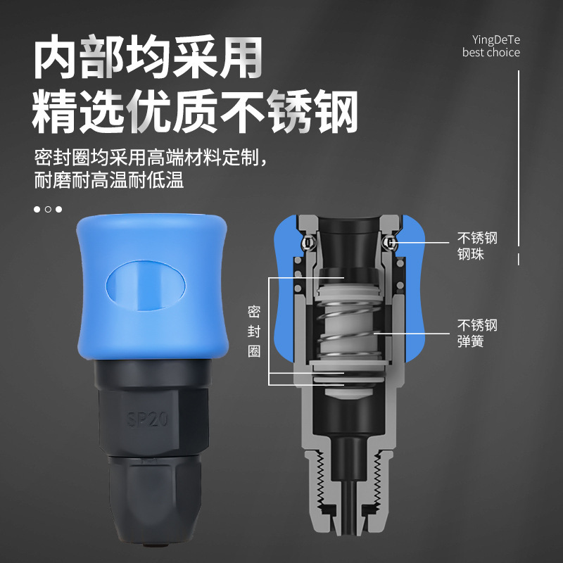 Plastic steel c-locked, fast-tracked air-pipe gun, pneumatic pump, air-pressor spares, male-mother-headed.