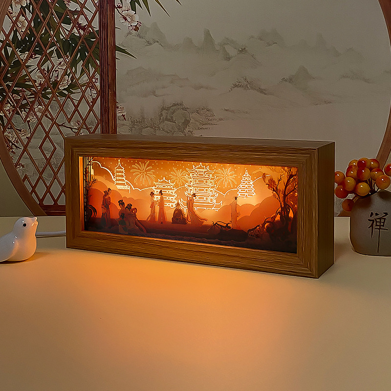 Mid-Autumn Illustrated 3D Stereo sculptor lights of ancient light, sweet evenings, creative gifts for the fall.