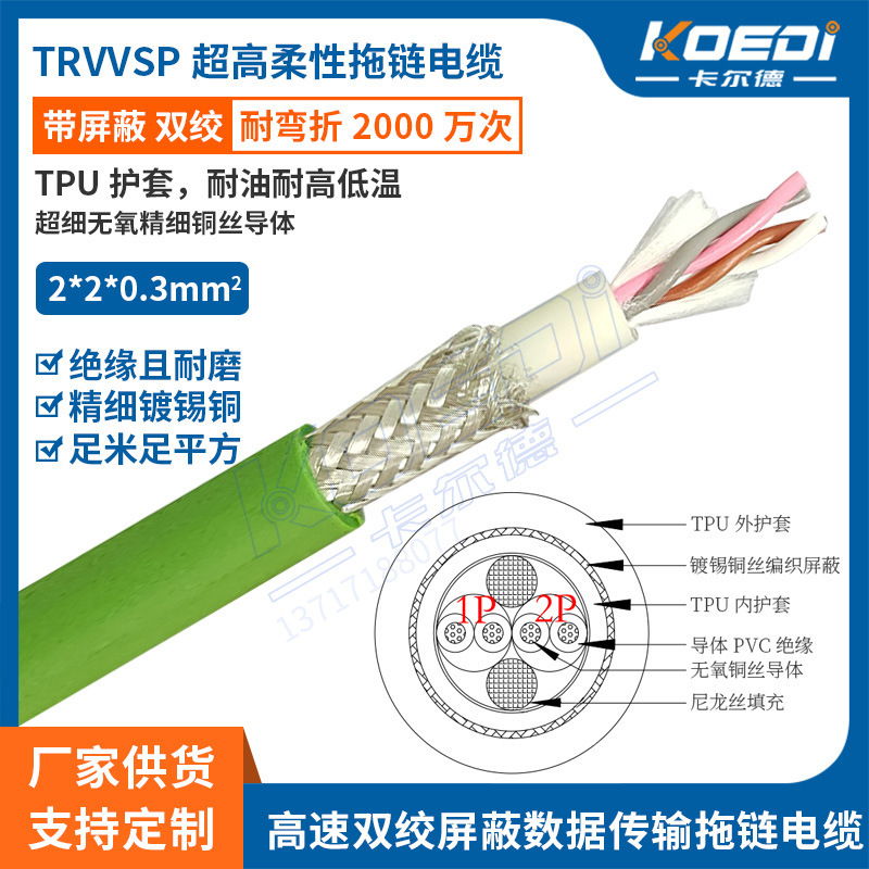 Siêu cao 2*2,3 bình phương TVPPS 2 lần kéo dây cáp nylons lấp đầy sự bảo vệ kép của TPU