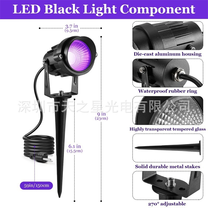 The Amazon thermal marketing of the UV fluorescent party lights and the poster black light on the body-drawing landscape stage.