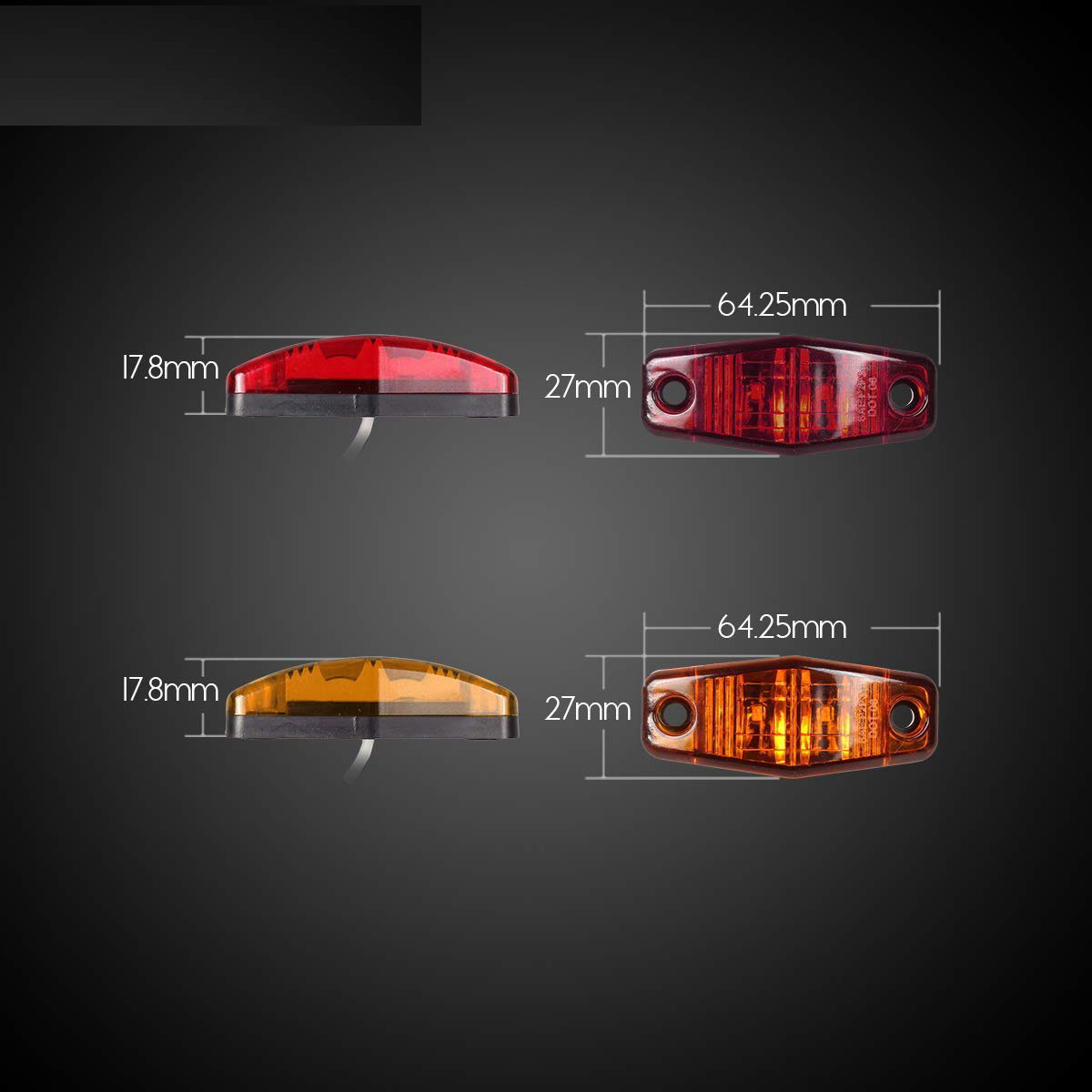 Eight sets of 3.2-inch 3-LED truck taillights.