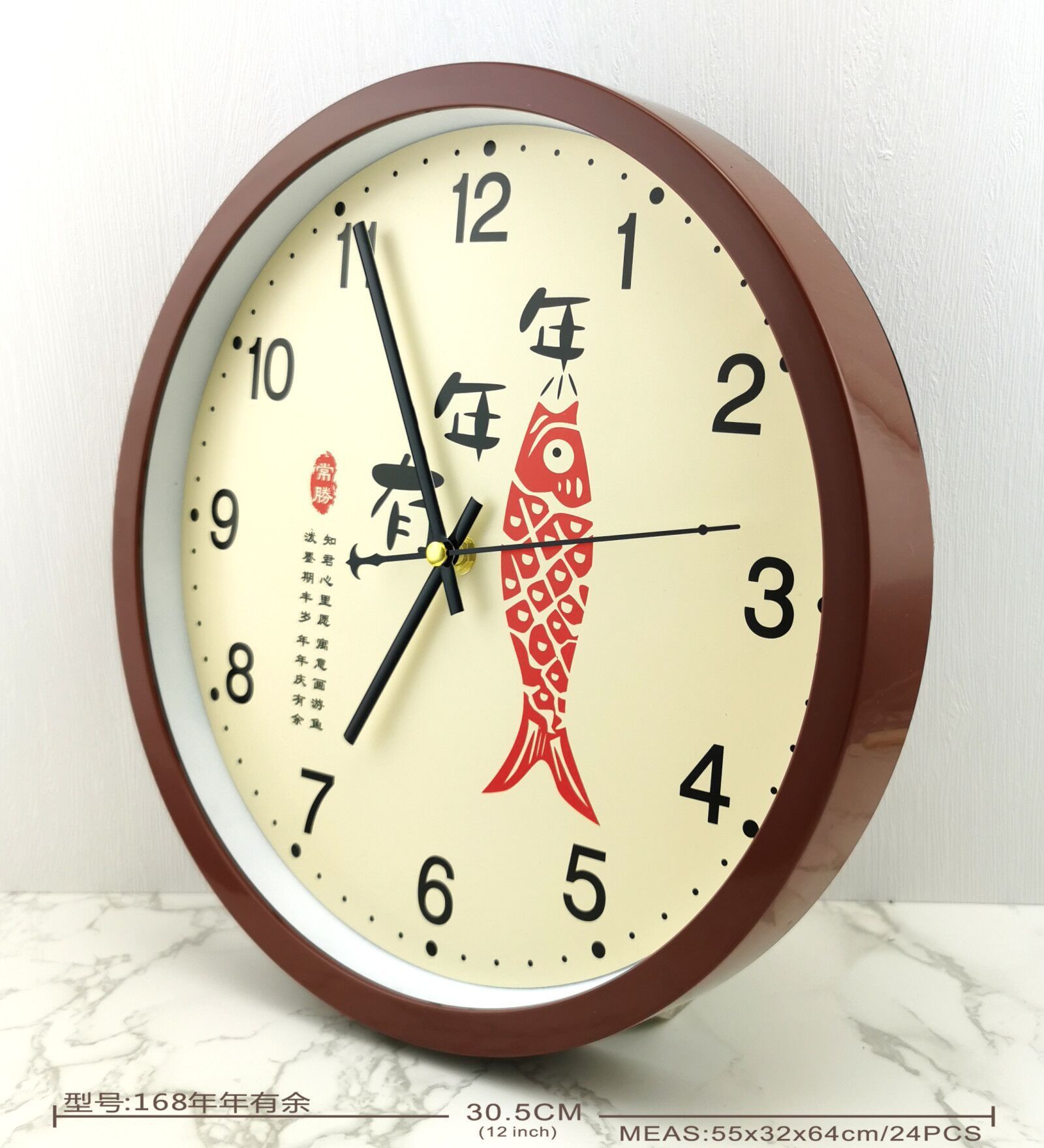 12 inches round clock plus printing logo, creative gift bell wall, Nordic winding-up clock