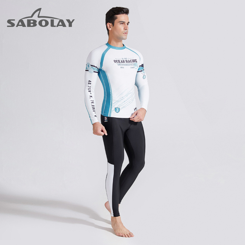 Customize cross-border long-sleeve swimsuits for men in UPF50+ dry dive suit large-code surf spring male swimsuits