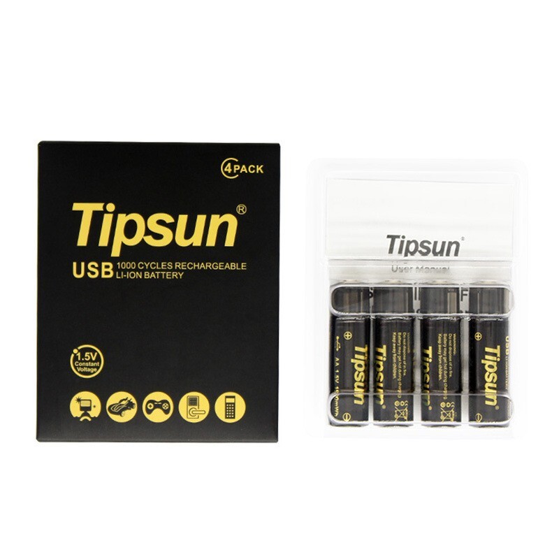 |包邮|帝晨Tipsun|5号USB充电电池|150mWh4粒|便携AA电池1.5V恒压