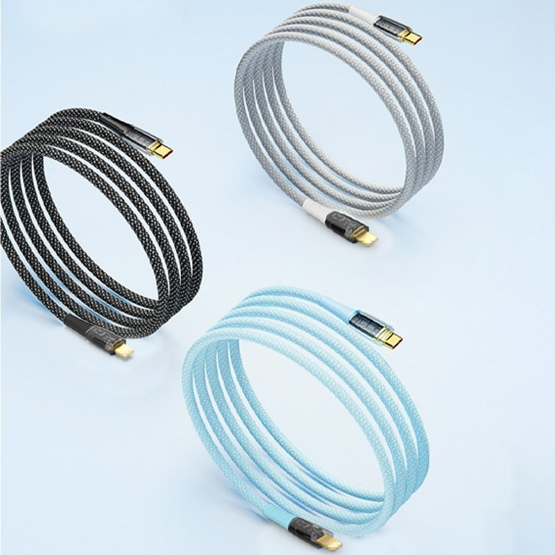 Dây dữ liệu tinh thể trong suốt PD30W Dây dữ liệu nạp nhanh CL Weave áp dụng cho Dây nạp nhanh Apple Cellular