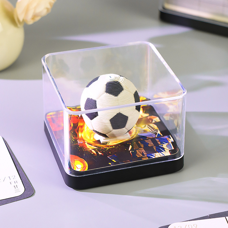 A 360-degree full-scale football model is signed in 3d 3d Creativity in 2025 for the Small Panorama Paper Sculpture Calendar.