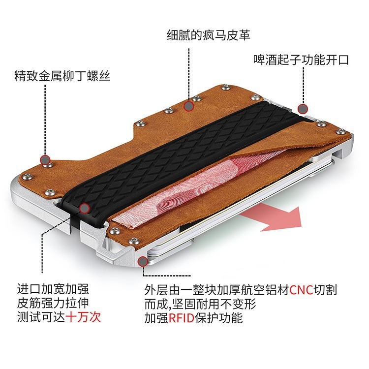 식물 반점 알루미늄 합금 카드 및 RFID anti-swipe 전술상 지갑 금속 카드 팩