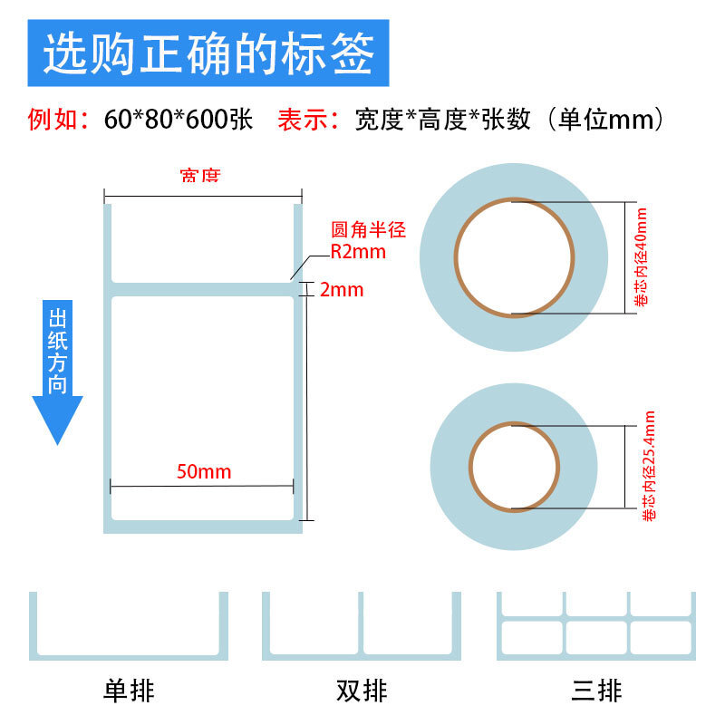 竖版 优质三防敏标签60x80不干胶标签贴纸 电子称纸