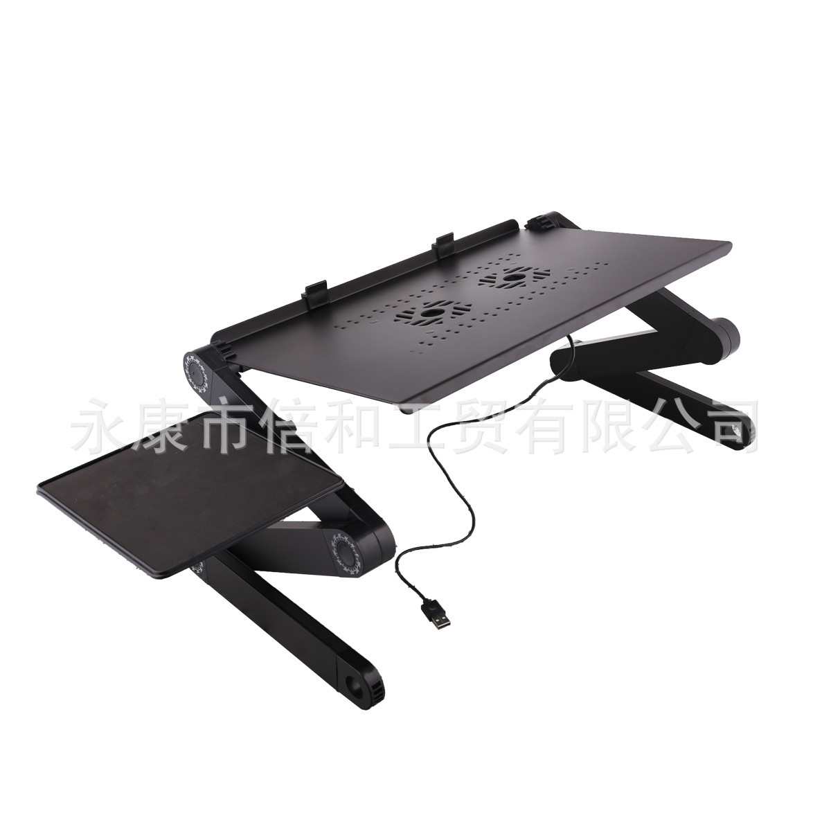 Multi-functional lazy bed, black two fan and long aluminium alloy notebook folding computer table