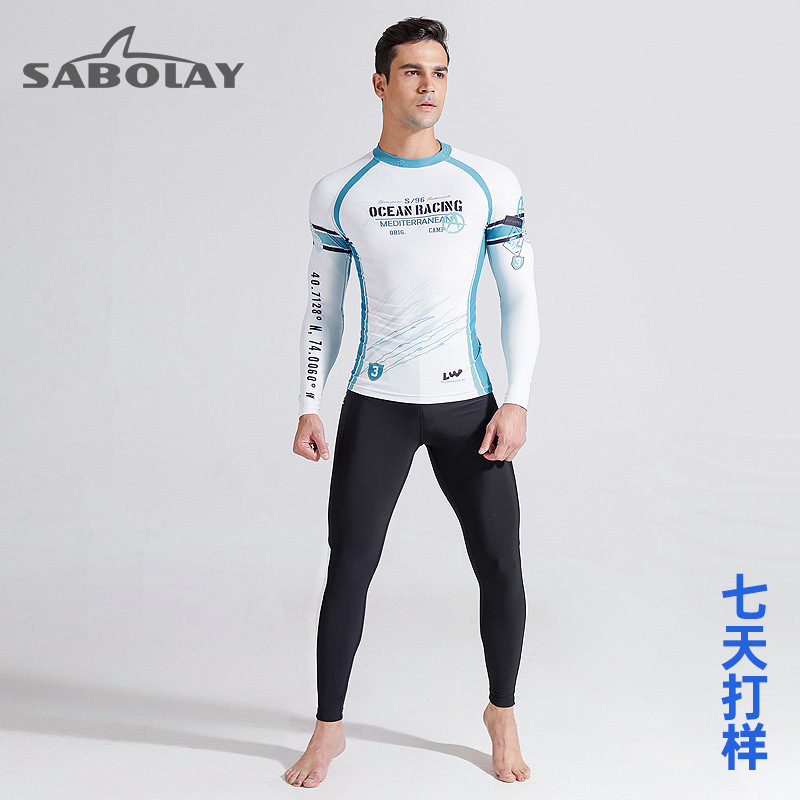 Customize cross-border long-sleeve swimsuits for men in UPF50+ dry dive suit large-code surf spring male swimsuits