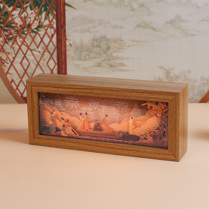 Mid-Autumn Illustrated 3D Stereo sculptor lights of ancient light, sweet evenings, creative gifts for the fall.