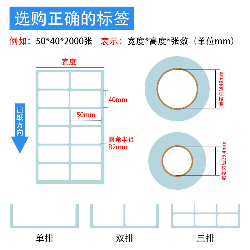 优质三防热敏标签纸50X40 双排不干胶热敏标签贴纸不干胶电子称纸