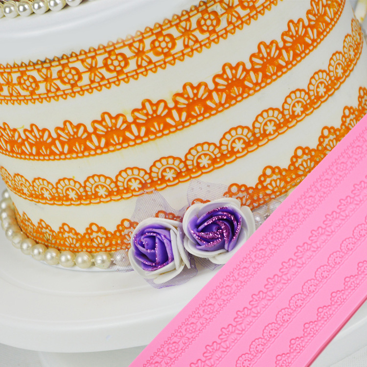 Silicon cake decorations, rectangular silhouette laces, baker tools, kitchen supplies.