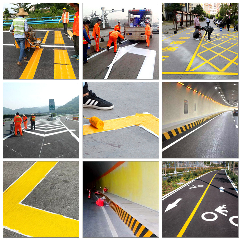 Những đường sơn thẳng ban đêm, sơn phản chiếu đường màu vàng, sơn phản chiếu đường hầm.