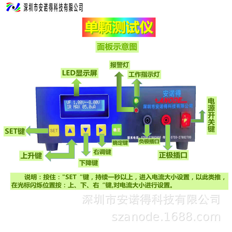 The reverse voltage tester VR VF tester, the LED single tester, PV, current test.