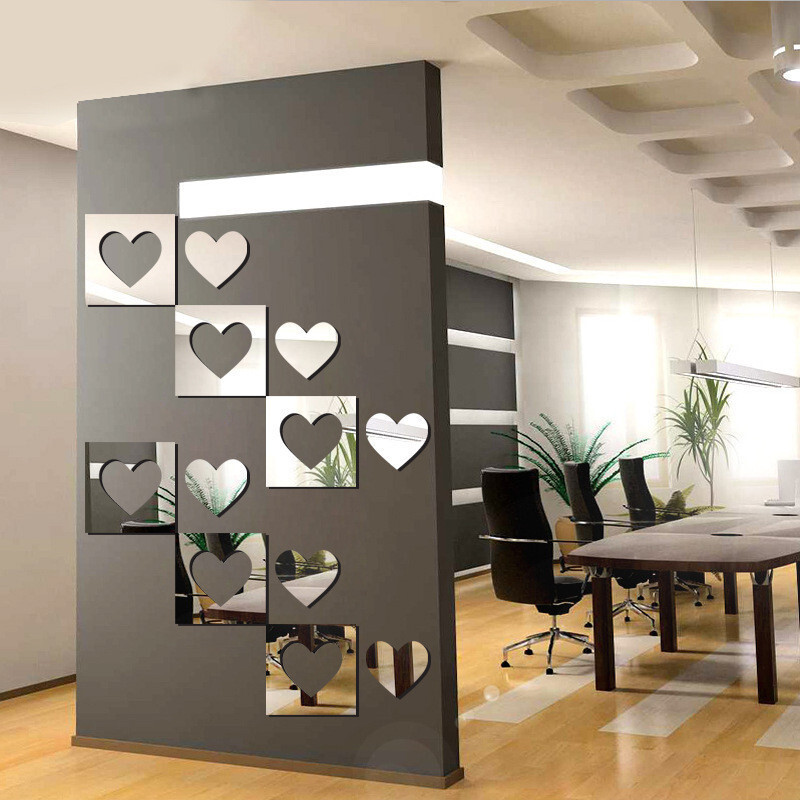 Creativity-Friendly Box with a mirror wall and a sofa background wall in the living room 3D