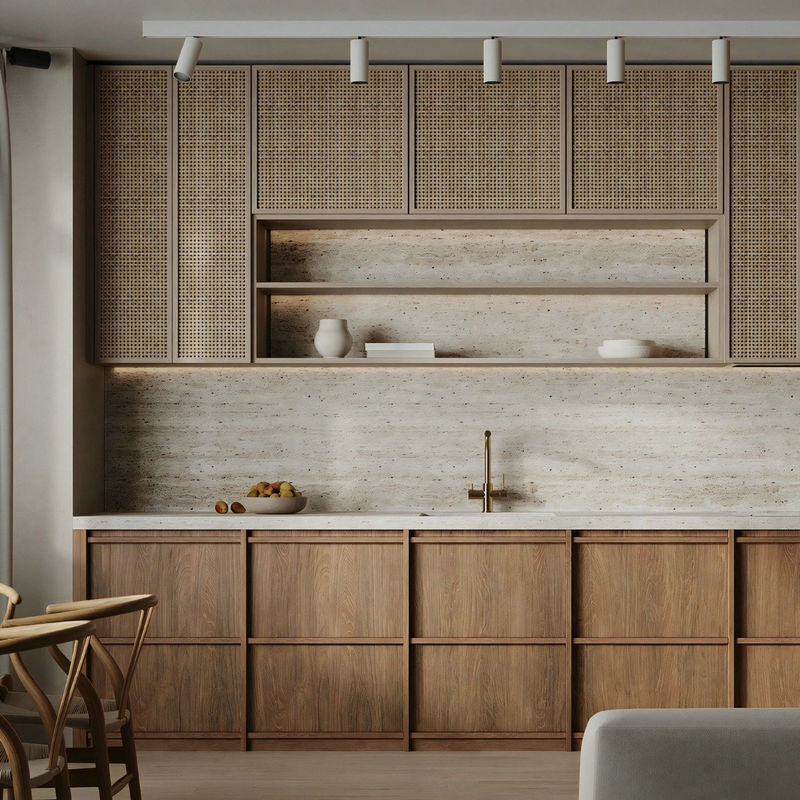 Zhejiang's whole house has been set up to paint the whole kitchen with a dry wood cabinet.