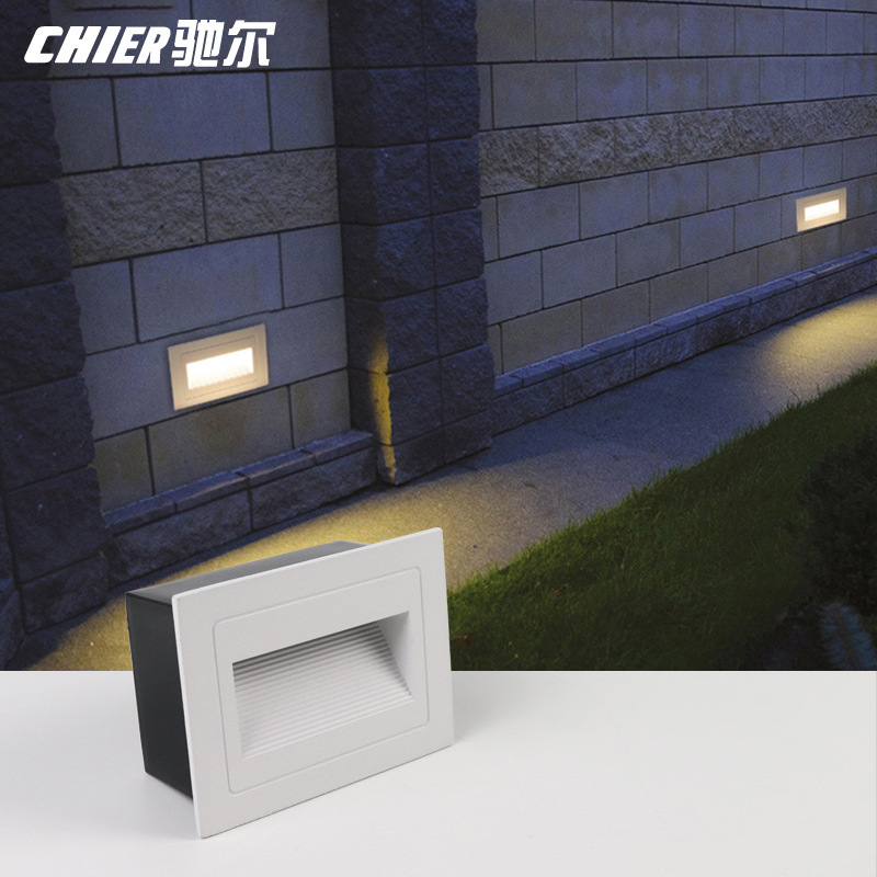 Zarled footlights embedded in the outdoors of the house with waterproof landscape courtyard lights and stairs