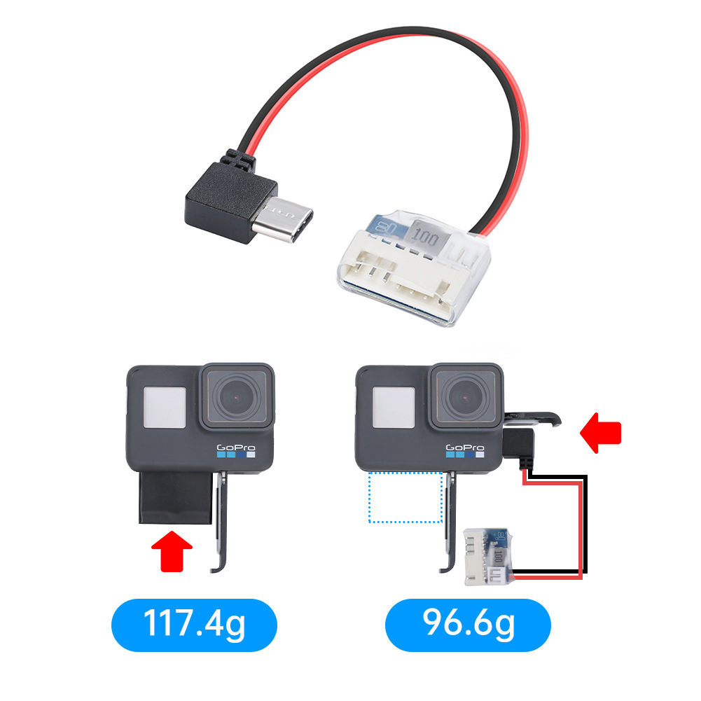 Airframe fittings Balancing top-to-head Type-C/BC power switching compatible with GOPRO6/7/8/9/10