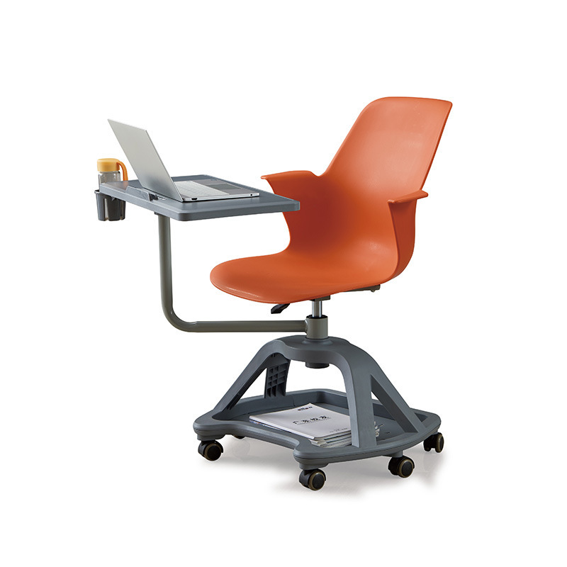 Workshop chair, 360 degrees rotation of plastic with writing board, customized by the manufacturer