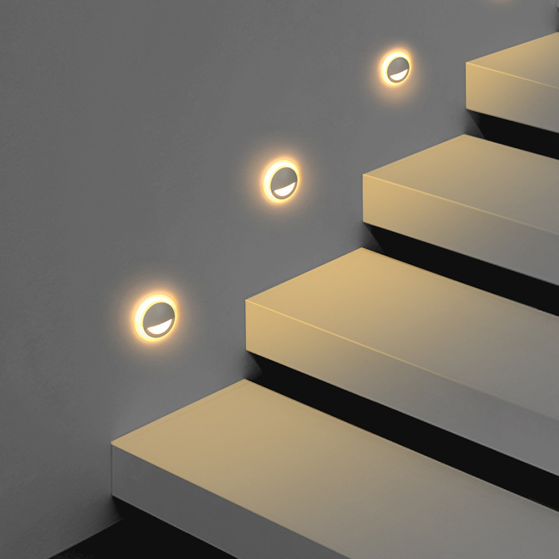 Smiley-faced LED light in the bedroom hall and the stairway.