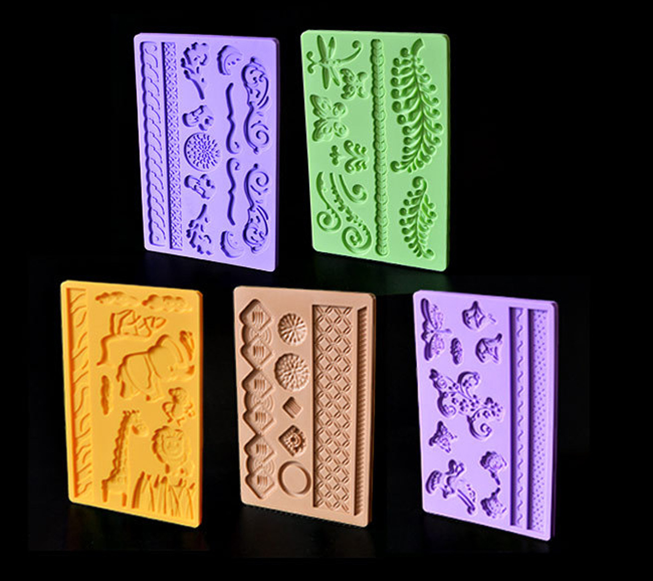 New silicone roll-over cake molds, silicone lace molds, dry-pess silicon molds.