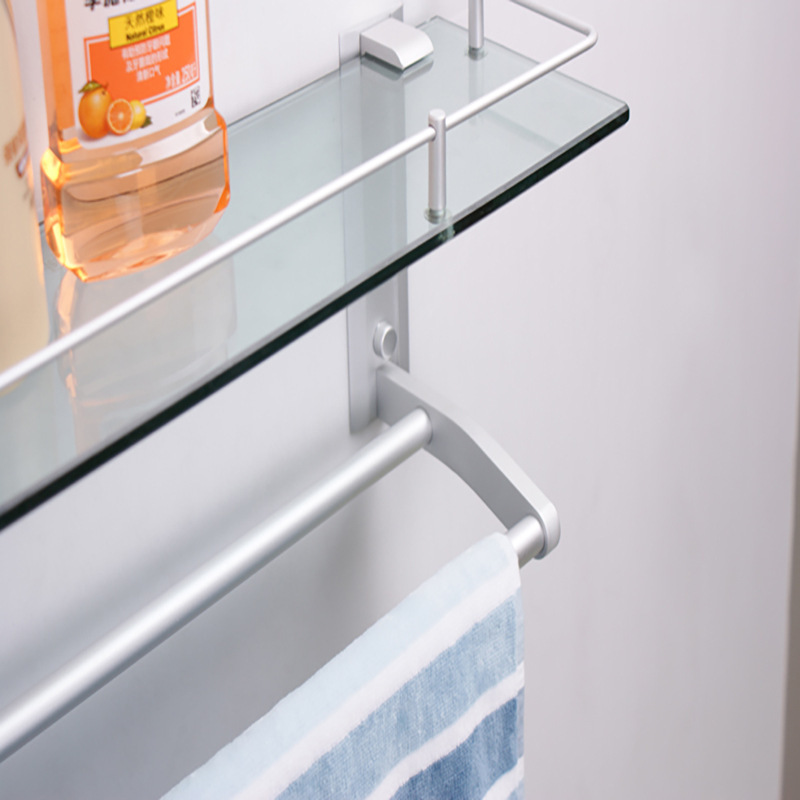 IGA fan classic 48cm multi-purpose aluminium alloy bathroom glass shelf in the bathroom.