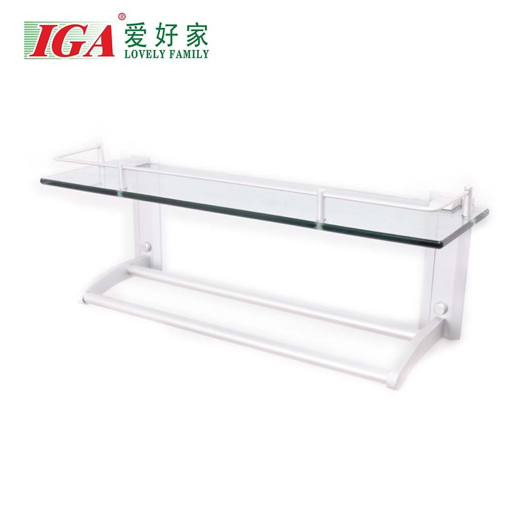 IGA fan classic 48cm multi-purpose aluminium alloy bathroom glass shelf in the bathroom.