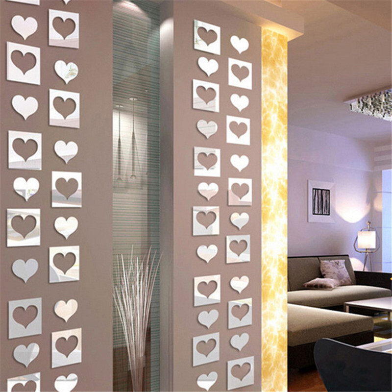 Creativity-Friendly Box with a mirror wall and a sofa background wall in the living room 3D